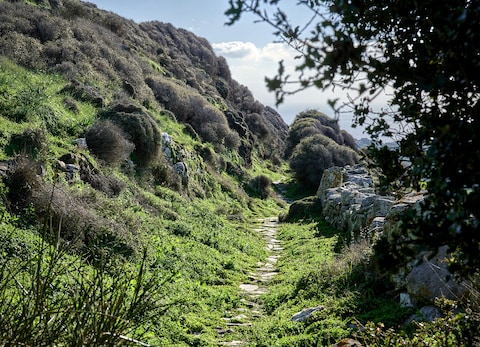 A hiking trail on Tinos