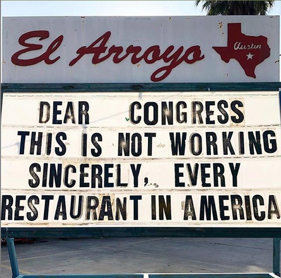 The famous marquee at El Arroyo restaurant in Austin, Texas